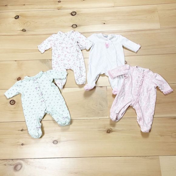 Little Me Other - Little Me Bundle 3mo 4 footies for baby girl